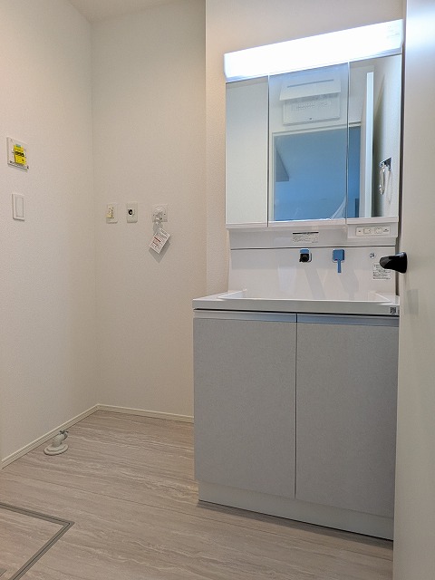 シャワー付き洗面台と洗濯機置き場 シャワー付き洗面台と洗濯機置き場